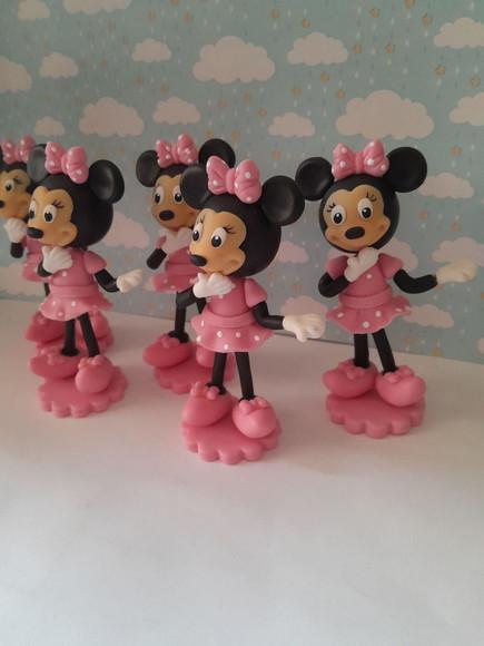 Kit com 5 Apliques Minie em Biscuit