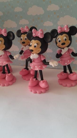 Kit com 5 Apliques Minie em Biscuit