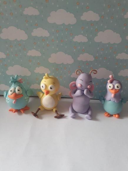 Kit Enfeites Turma da Galinha em Biscuit com 5cm Altura