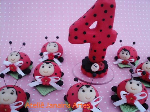Kit Festa Vela e Apliques Lembrancinhas Joaninhas