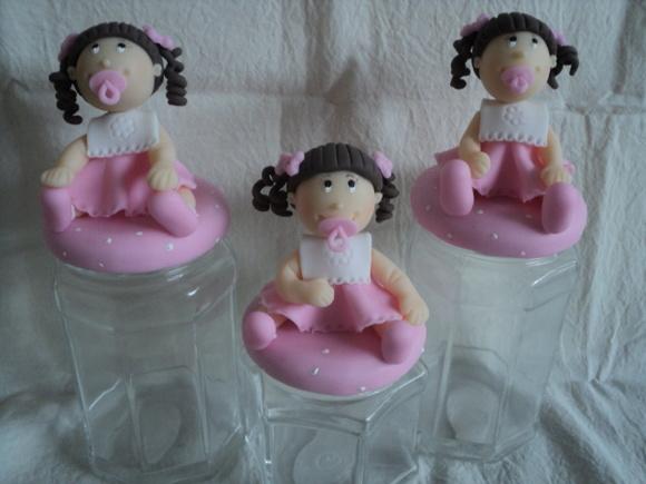 Kit higiene potes de vidro menina em biscuit