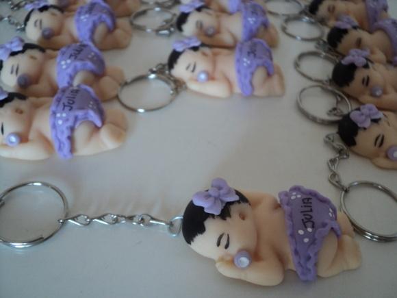 Lembrança Bebê Menina Lilás Chaveiro
