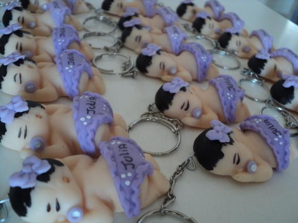 Lembrança Bebê Menina Lilás Chaveiro