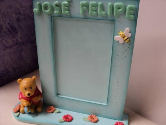 Porta Retrato Ursinho Pooh em Biscuit