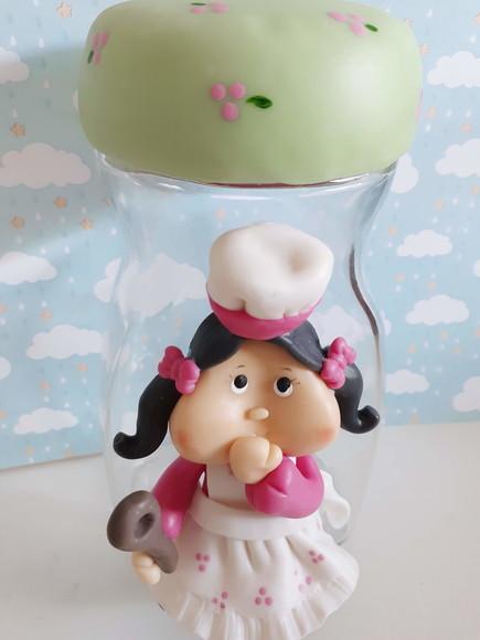 Pote de Vidro Cozinheira em Biscuit