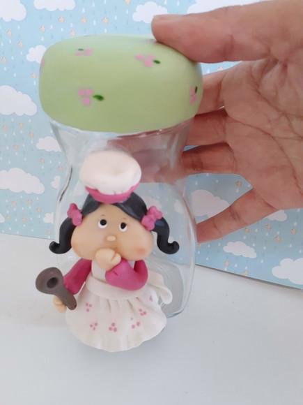 Pote de Vidro Cozinheira em Biscuit