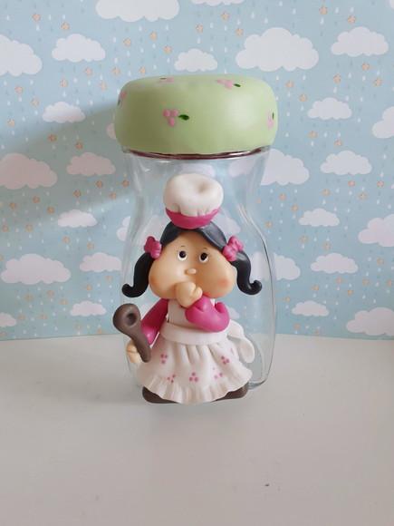 Pote de Vidro Cozinheira em Biscuit