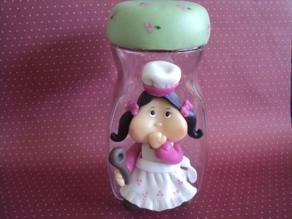 Pote de Vidro Cozinheira em Biscuit