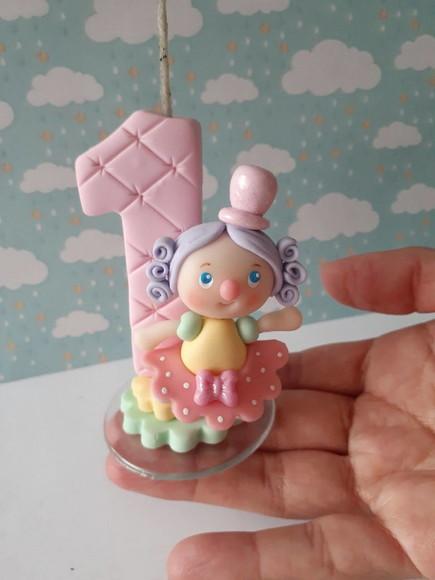 Vela Circo Rosa em Biscuit