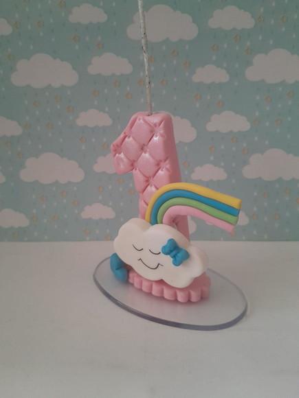Vela Chuva de Amor em Biscuit