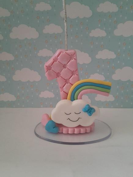 Vela Chuva de Amor em Biscuit