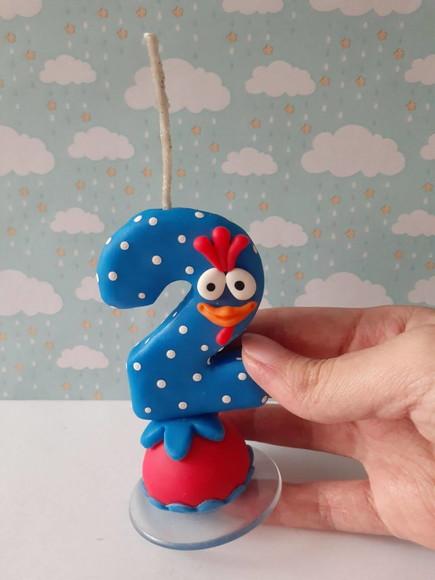 Vela de Aniversário 2 Anos Galinha Pintadinha em Biscuit