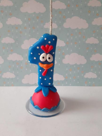 Vela de Aniversário 1 Ano Galinha Pintadinha em Biscuit