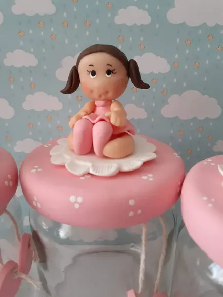 3 Potes de Vidro Decorados Menina