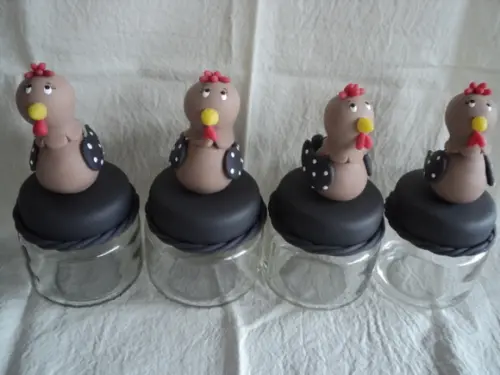 4 Potinhos para Tempero Galinhas