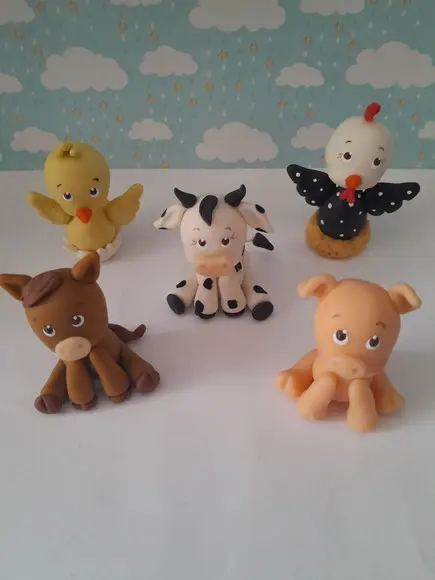 Bichinhos Apliques em Biscuit Fazendinha