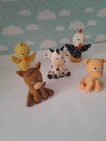 Bichinhos Apliques em Biscuit Fazendinha