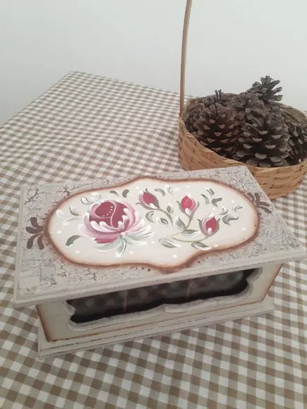 Caixa de Chá com 3 Divisórias Decorada