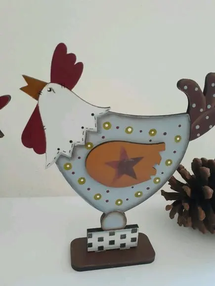 Conjunto Galo e Galinha em mdf