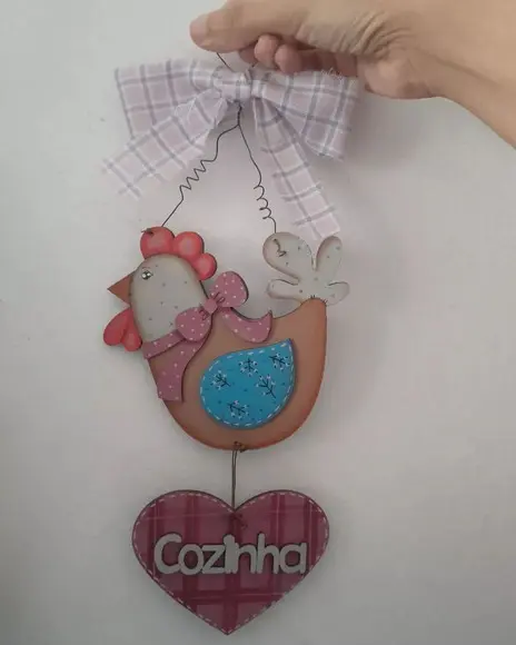 Enfeite de Porta Galinha Country em mdf