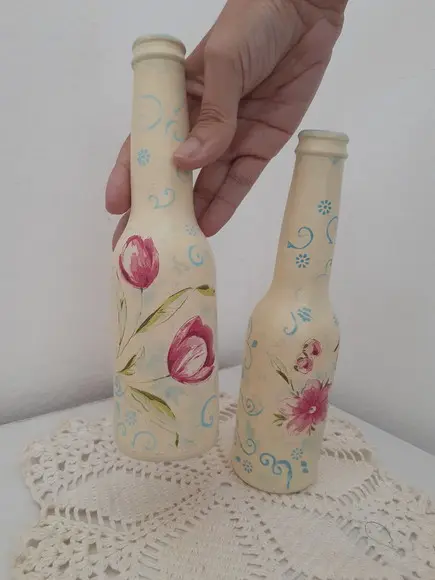 Garrafas de Vidro Decorativa Kit com 2 Garrafas Artesanal