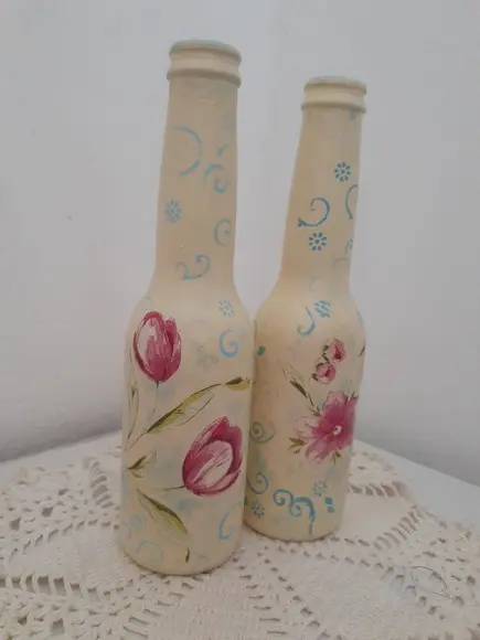 Garrafas de Vidro Decorativa Kit com 2 Garrafas Artesanal