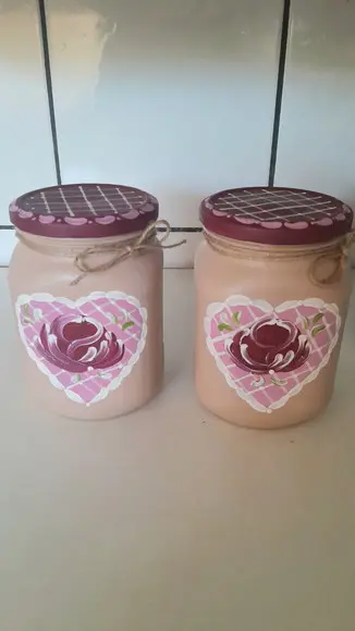 Kit com 2 Potes de Vidro Decorado