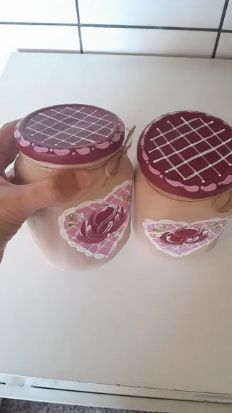 Kit com 2 Potes de Vidro Decorado