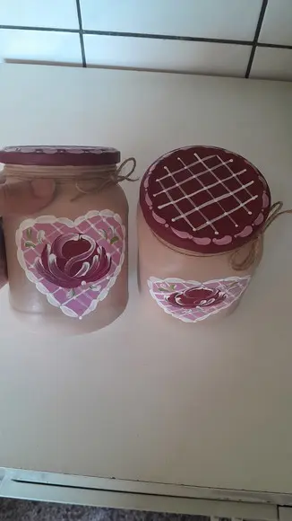 Kit com 2 Potes de Vidro Decorado