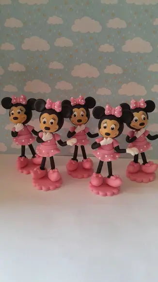 Kit com 5 Apliques Minie em Biscuit