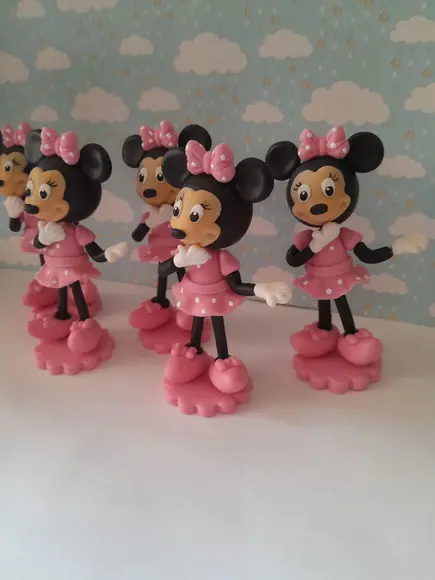 Kit com 5 Apliques Minie em Biscuit