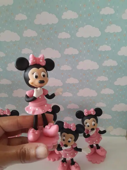 Kit com 5 Apliques Minie em Biscuit