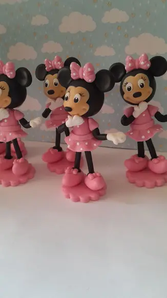 Kit com 5 Apliques Minie em Biscuit