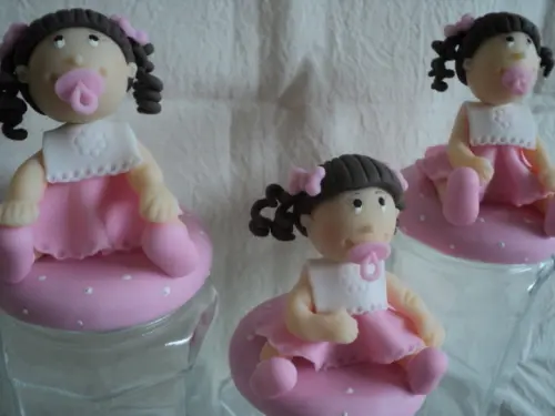 Kit higiene potes de vidro menina em biscuit