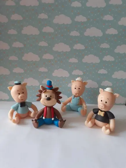 Kit Três Porquinhos e o Lobo Mau em Biscuit