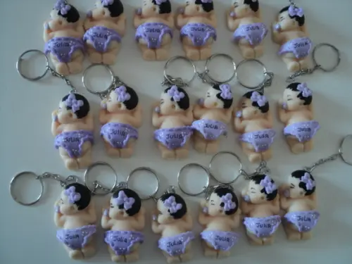 Lembrança Bebê Menina Lilás Chaveiro