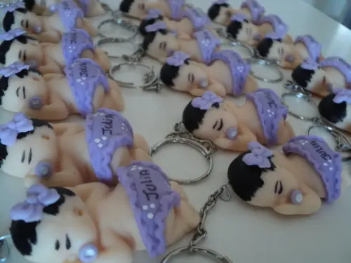 Lembrança Bebê Menina Lilás Chaveiro