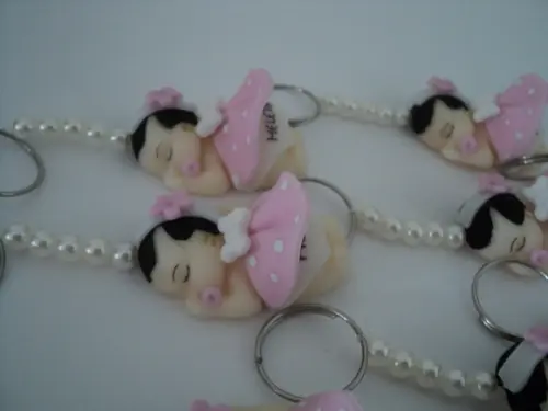 Lembrancinha de Maternidade Chaveiro Menina com Pérolas