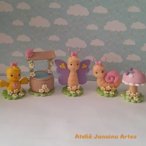 Lembrancinha Jardim - Apliques em Biscuit