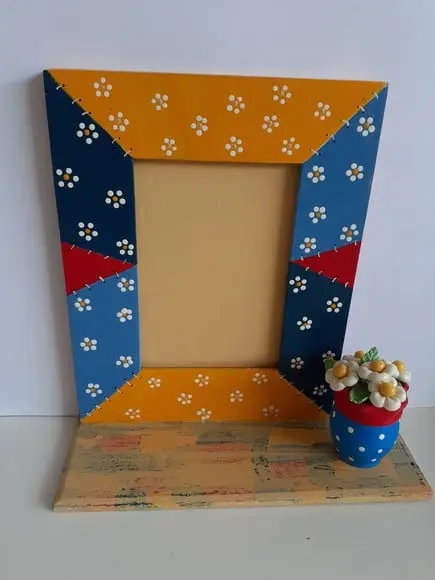 Porta Retrato Decorado com Pintura Patchwork