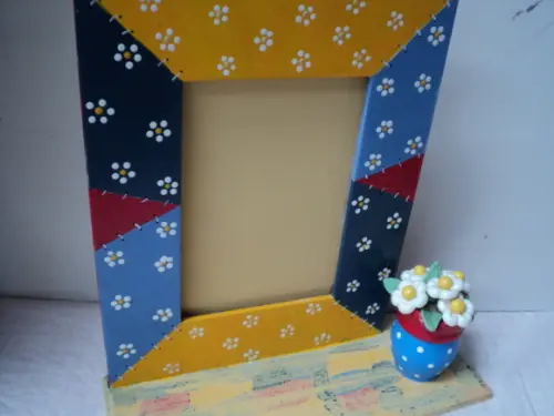 Porta Retrato Decorado com Pintura Patchwork