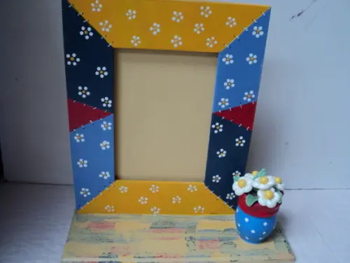 Porta Retrato Decorado com Pintura Patchwork