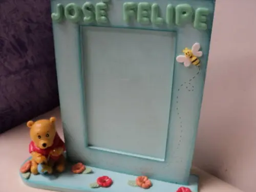 Porta Retrato Ursinho Pooh em Biscuit