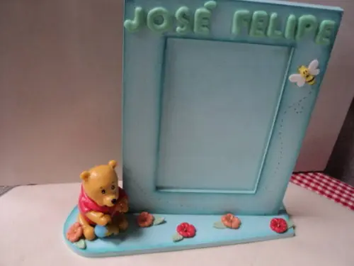 Porta Retrato Ursinho Pooh em Biscuit