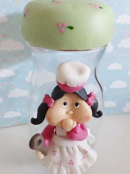 Pote de Vidro Cozinheira em Biscuit