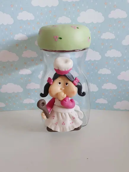 Pote de Vidro Cozinheira em Biscuit