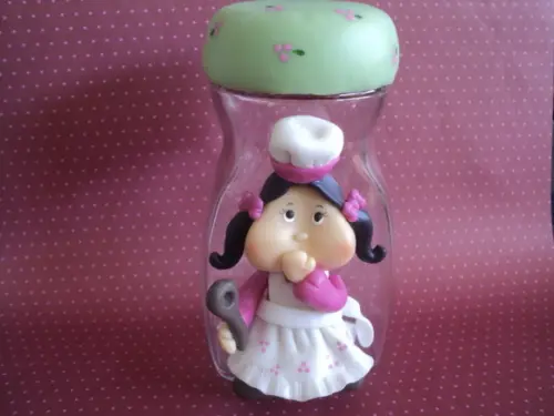 Pote de Vidro Cozinheira em Biscuit