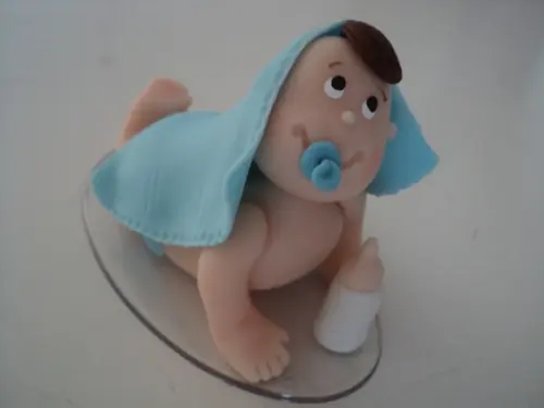 Topo de Bolo Enfeite Chá de Bebê em Biscuit