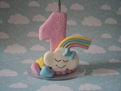 Vela Chuva de Amor em Biscuit