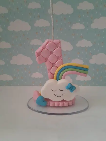 Vela Chuva de Amor em Biscuit